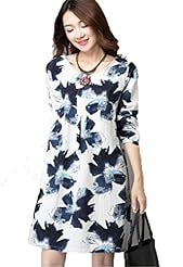 Spring Winter Cotton/Linen Vintage  Dress