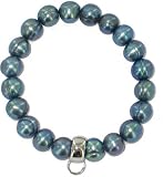 Chrysalis Natural Black Freshwater Pearl Bracelet Silver Charm Loop