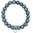 Chrysalis Natural Black Freshwater Pearl Bracelet Silver Charm Loop
