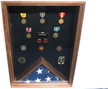 Military (3x5) Flag Case Shadow Box Combo (Solid Walnut Wood)