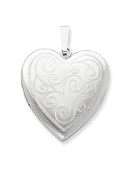 Sterling Silver 24mm Swirl Design Heart Locket