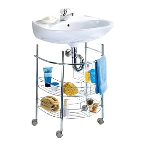 WENKO 7385100 Waschbecken-Unterregal - halbrund, Chrom, 41 x 63.5 x 53 cm