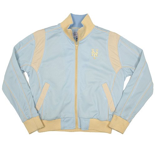 New York Mets Women's Double Knit Pique Track Jacket by G-III Sports - Columbia Blue Large