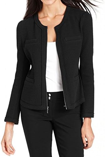 Alfani Texture Zippered Long Sleeve Women's Basic Jacket