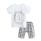 【SEBLES】ベビー 赤ちゃん 半袖 ラウンドネック シャツ Tシャツ 短パン 半ズボン パンツ 無地 プリント 肩ボタン スター 上下 セット 初夏 夏 薄手 0歳 1歳 2歳(タイプT,120c