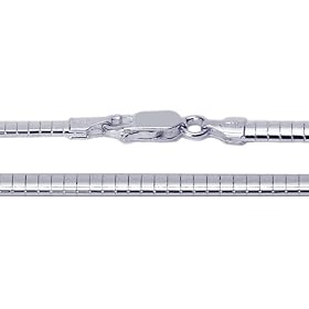 2MM Sterling Silver Italian Flat Dome Omega Necklace Chain (16", 18"): Jewelry