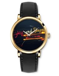 SPRAWL Aanalog Fashion Series Gold Ladies Watches of Genuine Black Leather Strap,Unique Wrist Watch for Women Girls Designed with lights