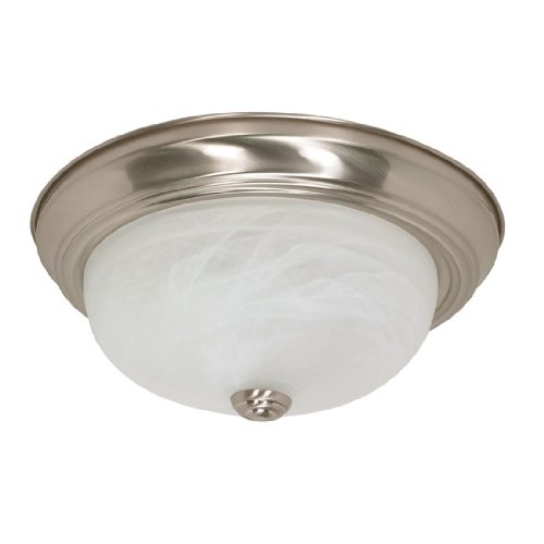 2 Light Flush Mount Ceiling Fixture - Brushed Nickel / Alabaster Glass - Nuvo Lighting 60-198