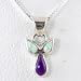 Jewelry : Sterling Silver, Sugilite and Opal Angel Pendant on 16" Box Chain, #8658