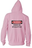 Warning: Dodgers Fan with an attitude Youth Zippered Hooded (Hoody) Sweatshirt Fleece Jacket PINK LARGE