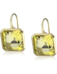 Ray Griffiths 18k Yellow Gold Medium Square Green Amethyst Hook Earrings