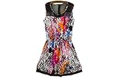 Cotton/Organza/Viscose Summer General Print Lace Stretchy Sleeveless Party Dress 