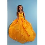 Beautiful Golden Yellow Ball Gown with Shawl Made to Fit the Barbie Doll