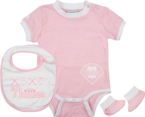 Philadelphia Phillies Newborn/Infant Girls Pink Bib Bootie and Creeper Set