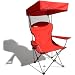 Strathwood Folding Canopy Chair, Red with Silver Frame