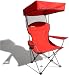Outdoor Living : Strathwood Folding Canopy Chair, Red with Silver Frame