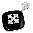 Sterling Silver Pendant - Cross - Clear Cubic Zerconia - Black Onyx - 38mm Height