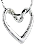 Flawless Sterling Silver Floating Heart, 13/16