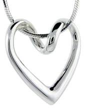 Flawless Sterling Silver Floating Heart, 13/16" X 13/16"