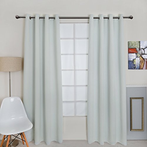 Aquazolax Plain Top Eyelet Thermal Insulated Blackout Panel Curtains for Gallery, 1 Pair, 52