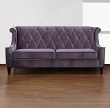 844 Barrister Sofa Gray Velvet / Black Piping