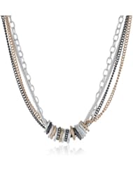 Nine West "Mixtape" Tri-Tone Mixed Slider Strand Necklace, 16"