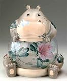 Porcelain Hippo Cookie Jar