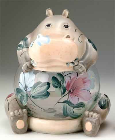 Porcelain Hippo Cookie Jar