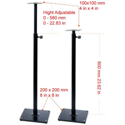 VideoSecu Black Heavy Duty Steel Speaker Stand for Surround Sound Speakers - One pair M96