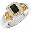 Sterling Silver and 14K Yellow Gold Onyx Ring