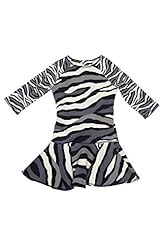 Girls Raglan Sleeves Cotton/Polyester/Spandex/Scuba/Knit Dropped   Waistline Zebra Print  Dress