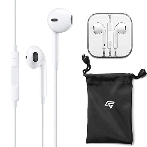 Berskin Earphones with Stereo Mic, Remote Control and Nylon Bag, White