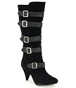 Womens Round Toe Long Leg Knee High Ladies Medium to High Heel Strappy Pirate Boot Size 3 4 5 6 7 8