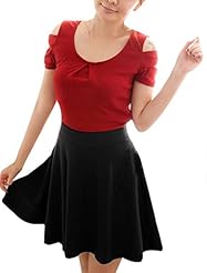 Two-Toned Cotton/Polyester Scoop Neck Summer Elasticized   Waistline Short Sleeves  Stretchy  Dress With a Bow(s)