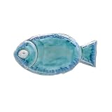 Global Views Large Ceramic Blue Fish Plate