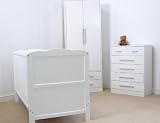 Kirsty Nursery Room Set in White - Includes Cot Bed, Wardrobe, Drawers & Foam Mattress