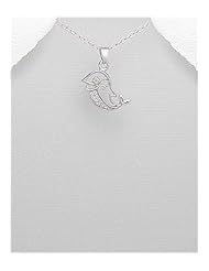 Dolphin CZ Pendant Necklace In 92.5 Sterling Silver