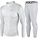 JustOneStyle Skin Tight Compression Base Layer Long Sleeve Under Shirt & Pants White Set