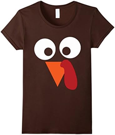 Women's Thanksgiving Turkey Face T-Shirt Small Brown