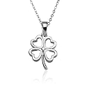 Sterling Silver Diamond-Accent Four Leaf Clover Pendant, 18"