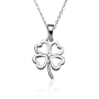 Sterling Silver Four Leaf Clover Heart Diamond Accent Pendant, 18"