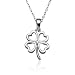 Sterling Silver Four Leaf Clover Heart Diamond Accent Pendant, 18"