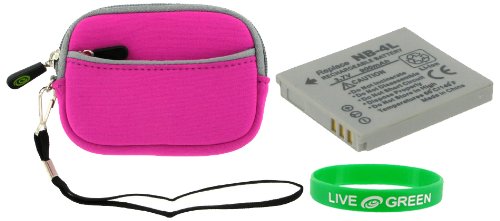 2n1 - Neoprene (Magenta) Sleeve Case and NP-BG1 NP-FG1 Battery for Sony Cyber-shot DSC-W290 Digital Camera Bronze