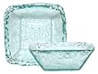 Clear Recycled Spanish Textured Glass Small Square Bowl 8.5"D 2"H Set / 2