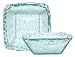 Clear Recycled Spanish Textured Glass Small Square Bowl 8.5"D 2"H Set / 2