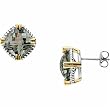 Fabulous Sterling and 14K Yellow Green Quartz Earrings