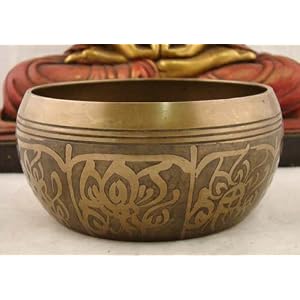 ~ Tibetan 8 Symbols MEDITATION Double Dorje Peace SINGING BOWL ~