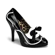 4 1/2 Inch Heel Sexy Two Tone Pump Shoes High Heel Sexy Concealed Platform Shoes White Scalloped Trim With Bow Black Pink Red