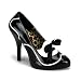 4 1/2 Inch Heel Sexy Two Tone Pump Shoes High Heel Sexy Concealed Platform Shoes White Scalloped Trim With Bow Black Pink Red