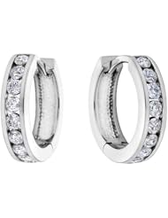 Huggie Hoop Diamond Earrings 1/2 ctw in 10K White Gold (1/2 inch)